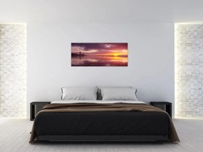 Obraz - Pláž pri západe slnka (120x50 cm)