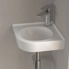 VILLEROY &amp; BOCH O.novo Compact rohové závesné umývadielko s otvorom, bez prepadu, 450 x 400 mm, biela alpská, s povrchom CeramicPlus, 731033R1