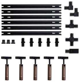 Moderný koľajnicový systém s 5 reflektormi tmavá bronz 1-fázový - Iconic Ivy