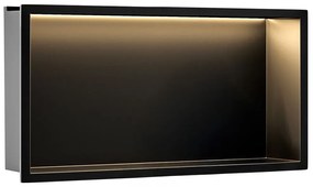 Rea Rea, LED polička na zapustenie 60x30x10 cm, 12W, 3000K, čierna matná, REA-08541