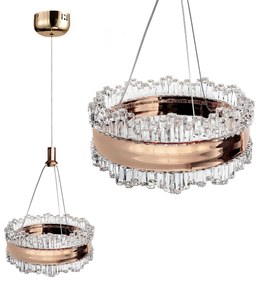 Toolight Toolight, LED krištáľový závesný luster 20cm, 14W, 3000K, LHJ099-CP, ružové zlato, OSW-60044