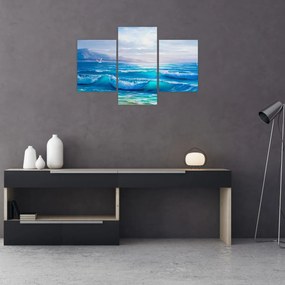 Obraz - Olejomaľba mora s čajkami (90x60 cm)