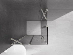 Mexen Velar Duo, sprchový kút s posuvnými dverami 80 x 80 cm, 8mm šedé sklo, brúsená oceľ, 871-080-080-42-97