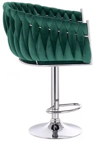 LuxuryForm DESIGN Barová stolička NORDEN VELUR na striebornom tanieri - zelená