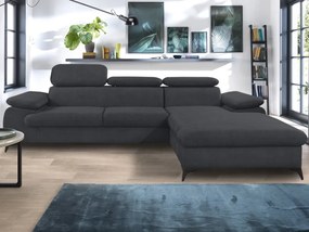 Rohová sedacia súprava Scala, antracitová šedá látka, pravý roh