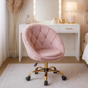 Zamatové kancelárske kreslo RUNDO ružová