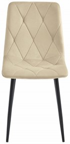 Svetlobéžová zamatová jedálenská stolička LIBRA s čiernymi nohami