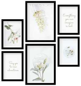 Gario Sada plagátov Mágia kvetov - 6 dielna Farba rámu: Rustikálna, Veľkosť: 85 x 92 cm