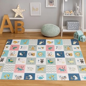 Detská penová podložka 200x150 cm vzdelávacia obojstranná skladacia rastová abeceda ECOTOYS