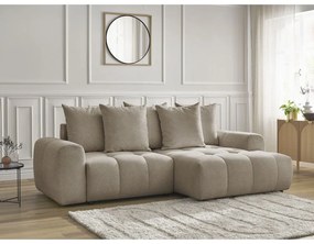 Béžová ženilková rozkladacia/s úložným priestorom rohová pohovka (pravý roh/s leňoškou) Roxelane – Bobochic Paris