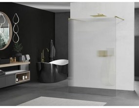 Mexen Kioto, sprchová zástena Walk-In 130 x 200 cm, 8mm sklo s rebrovým vzorom, zlatý matný profil, 800-130-002-55-09