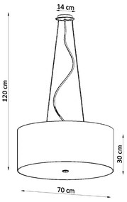 Závesné svietidlo Otto, 1x čierne textilné tienidlo, (biele sklo), (fi 70 cm)