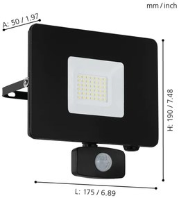 Eglo 97462 - LED Reflektor so senzorom FAEDO 3 LED/30W/230V
