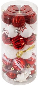 Tutumi, vianočné ozdoby na stromček 41ks SYSD1688-195, biela-červená, CHR-08417