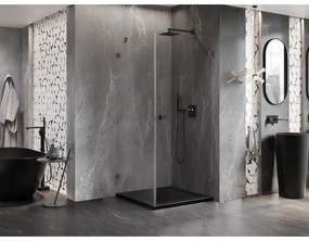 Mexen Lunar-B, výklopný sprchový kút pravý 70 x 70 cm, 8mm číre sklo, profil grafit brúsený, 832-070-070-66-00-P