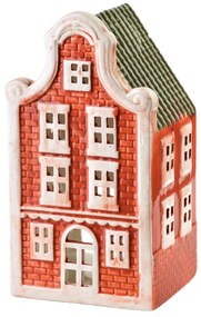 Keramický LED domeček HYTTE 16,3 cm oranžový