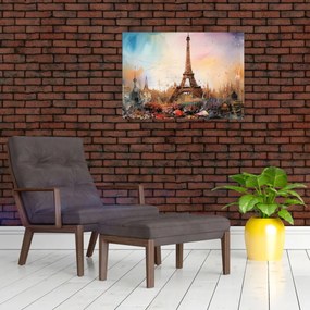 Obraz - Maľba Eiffelovej veže (70x50 cm)