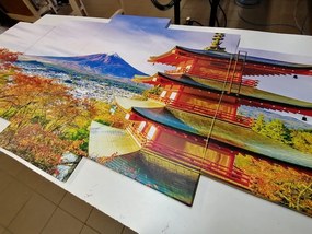 5-dielny obraz výhľad na Chureito Pagoda a horu Fuji