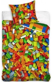 Detské bavlnené posteľné obliečky Stavebnicové kocky - 100% bavlna - 70 x 90 cm + 140 x 200 cm