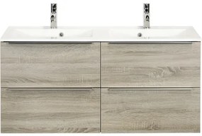 Kúpeľňový nábytkový set Pulse 120 cm s dvojitým umývadlom 4 zásuvkami dub sivý