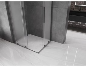 Mexen Velar L Duo, sprchový kút s posuvnými dverami 90 x 80 cm, 8mm sklo námraza, brúsený grafit, 871-090-080-02-33-95