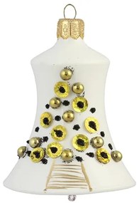 Vianočný zvonček biely so zlatým stromčekom
