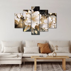 Obraz - Kvety v zlate (150x105 cm)