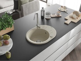 Mexen Kevin, granitový drez 586x458x190 mm, 1-komorový, béžová, 6517581005-69