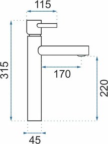 Rea Tess, vysoká umývadlová batéria h-315, zlatá matná, REA-B5660
