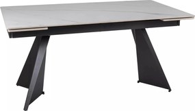 Jedálenský rozkladací stôl Laconi 160/220 cm keramika biely mramor/čierny