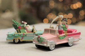 Pastelovo ružová závesná vianočná ozdoba auto 11cm