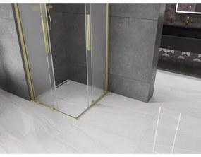 Mexen Velar Duo, sprchový kút s posuvnými dverami 100 x 100 cm, 8mm sklo námraza, zlatá matná, 871-100-100-32-55
