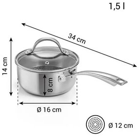 Rajnica SteelCRAFT s pokrievkou ø 16 cm, 1,5 l, 1,5 l