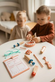 Drevená súprava malej lekárskej tašky pre deti 28 prvkov ECOTOYS