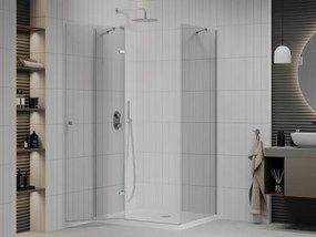 Mexen Roma, sprchovací kút 110 (dvere) x 80 (stena) cm, 6mm číre sklo, chrómový profil + slim sprchová vanička 5cm, 854-110-080-01-00-4010