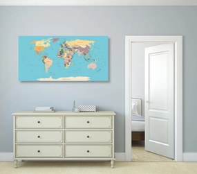 Obraz mapa sveta s názvami - 120x60