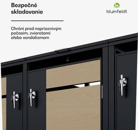 Blumfeldt BinSafe, box na odpadky, 3 odpadkové koše, 240 l, uzamykateľný, pozinkovaná oceľ odolná voči poveternostným vplyvom