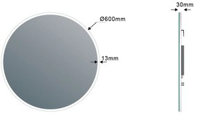 Sapho, VISO LED podsvietené guľaté zrkadlo, priemer 60cm, VS060