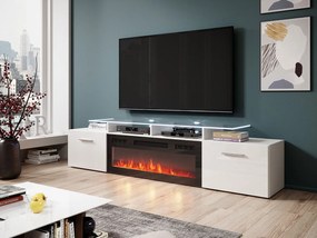 TV skrinka Kebuta EF s krbom, Osvetlenie: bez osvetlenia, Farby: čierny / čierny lesk