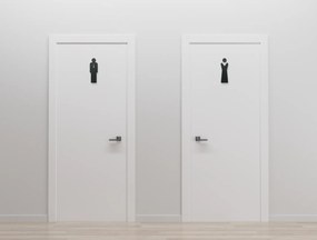 drevko Nálepka toalety - označenie WC pánske/dámske Rozmer obrazu: 11 x 3 cm, Farba dekorácie: Čierna