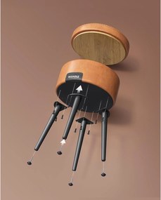 EKHO taburetka, odkladací stolík s úložným priestorom, syntetická koža, karamelovo hnedá