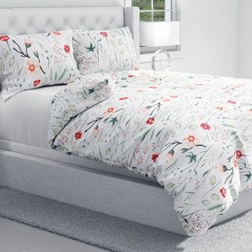 Biante Bavlnené posteľné obliečky Sandra SA-747 Lúčne kvety na bielom Predĺžené 140x220 a 70x90 cm