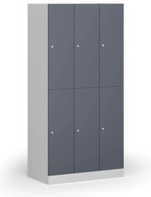 Šatníková skrinka s úložnými boxmi, 6 boxov, 1850 x 900 x 500 mm, demont, cylindrický zámok, tmavosivé dvere