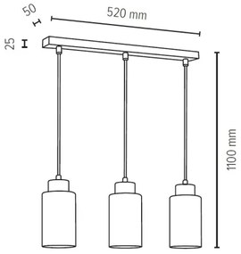 Spot-Light 1720374 - Luster na lanku BOSCO 3xE27/60W/230V