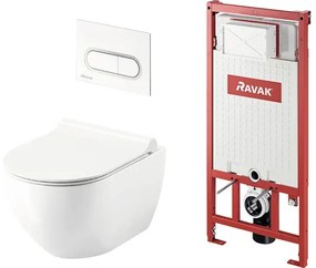 Závesné WC set RAVAK Chrome bez splachovacieho kruhu biela vč. WC dosky X01736