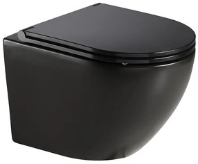 Závesná WC misa čierna Robin  s doskou voľne padajúca