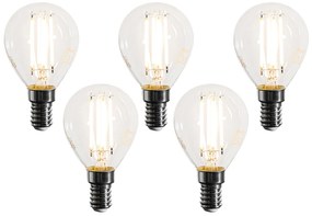 Sada 5 stmievateľných LED filamentových žiaroviek E14 G45 čírych 4W 470LM 2700K