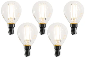 Sada 5 stmievateľných LED žiaroviek E14 Filament G45 číra 4W 470 lm 2700K