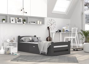 Posteľ z masívu DAVID s úložným priestorom - 200x90 cm - šedá
