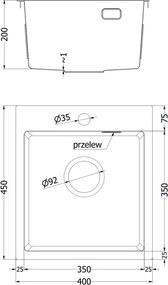 Mexen Solix, 1-komorový nerezový drez 400 x 450 mm, brúsená meď, 6401401000-65